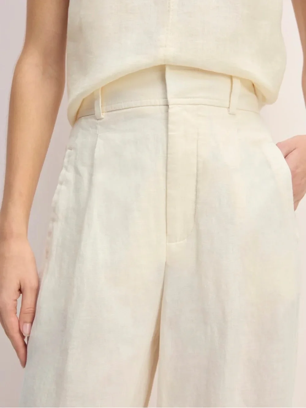 NWT Everlane The Linen Way-High Drape Pant in Bone size 12 discontinued